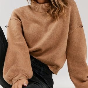 Something Navy Miranda Coil Neck Sweater in Camel Size XS - NWT